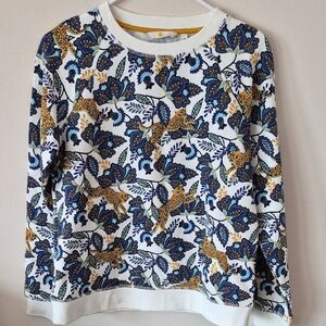 New • Boden Gold/Blue Tiger Bloom Sweatshirt